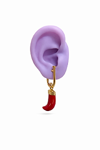 Brinco Argola Dente Vermelho