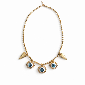 Colar Bolinhas Olho Grego