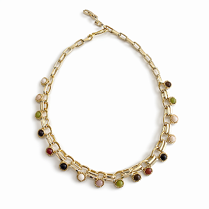 Colar Elos Bolinha Resinada