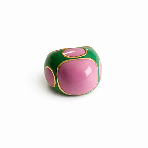 Anel Duo Verde e Rosa