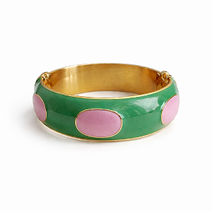 Pulseira Dourada Verde e Rosa