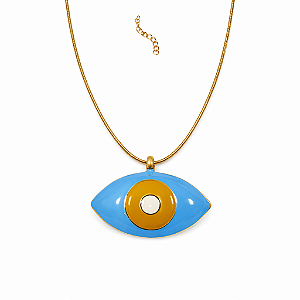 Colar Olho Grego Azul e Caramelo