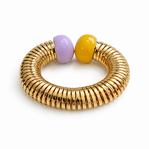 Pulseira Mola Roxo e Caramelo