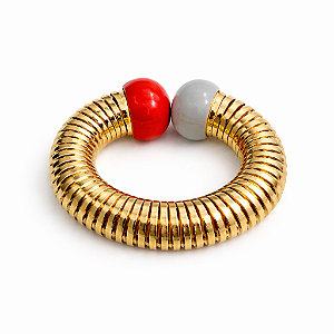 Pulseira Mola Vermelho e Cinza