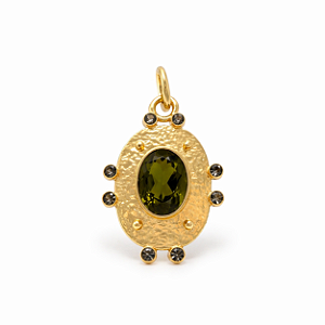 Pingente Oval Verde Oliva