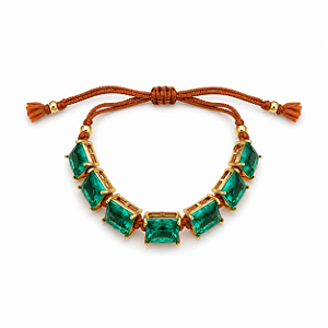 Pulseira Marrom Zirconias Verdes