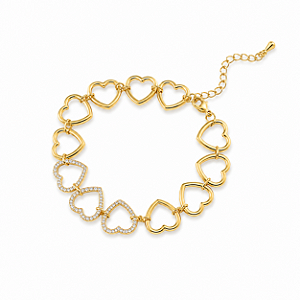 Pulseira Corações Cristal