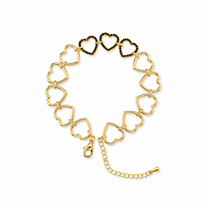 Pulseira Corações Preto