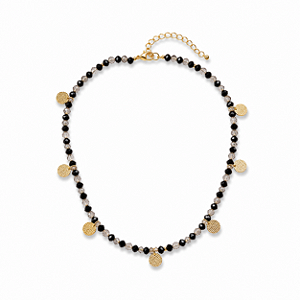 Colar Cristais Preto e Branco