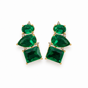 Brinco Earcuff Verde Esmeralda