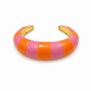 Bracelete Listrado Rosa e Laranja