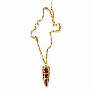 Colar Longo Dente Marrom