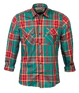 Camisa Masculina Made in Mato Xadrez Verde e Laranja