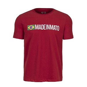 Camiseta Masculina Estampada Made in Mato Gola Careca Vermelho