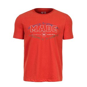 Camiseta Masculina Estampada Made in Mato Gola Careca Laranja