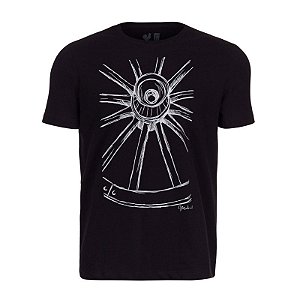 Camiseta Estampada Masculina Preta Roda de Caroça