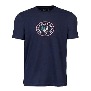 Camiseta Masculina Estampada Azul Marinho Vintage Oval