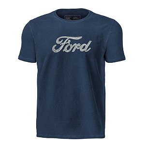 Camiseta Estampada Ford Script Stone Marinho