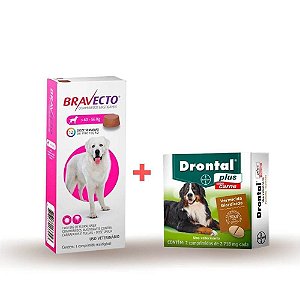 Kit Antipulgas Bravecto 40Kg a 56Kg + Vermífugo Drontal