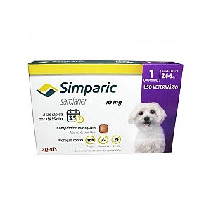 Antipulgas Simparic 10mg - Caes 2,6kg - 5kg - Zoetis