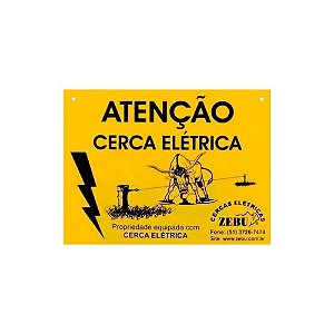 Placa de Alerta para Cerca Elétrica - Zebu
