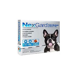 Antipulgas e Carrapatos Nexgard para Cães 4.1Kg a 10Kg - 03 comprimidos