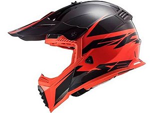 Capacete LS2 MX437 Fast Roar - Preto e Vermelho - Número 58 + Óculos 100% Strata2 Black