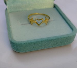 Anel Coração Batimentos Ouro 18 k