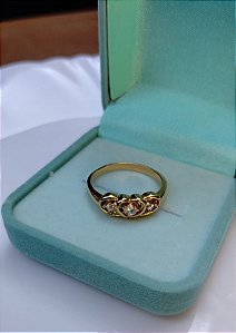 Anel Coração Rodium Vazado - Ouro 18k