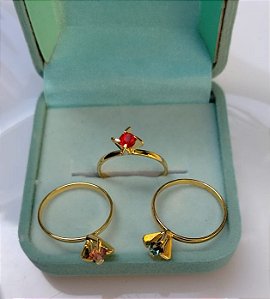 Anel Solitário Garra - Cores - Ouro 18k