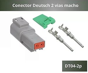 Conector Deutsch 2 Vias Macho E Fêmea Dt04-2p E Dt06-2s (kit)