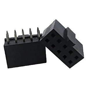Barra Dupla de Pinos Fêmea 10 Pinos 2x5 2,54 mm - AF Eletrônica