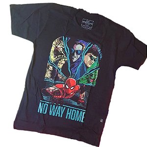 Camiseta Spider Man Homem Aranha Todos Vilões Preto G