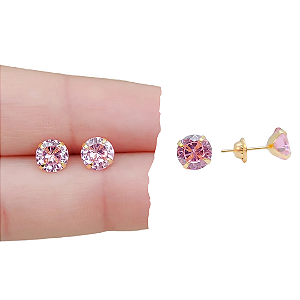 Brinco Ponto De Luz 6 mm Em Ouro 18K - Rosa