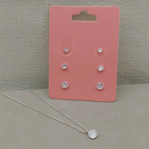 Kit Trio + Corrente Ponto De Luz Em Prata 925