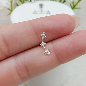 Piercing Cluster Com Zircônias Labret Com Topo Prata