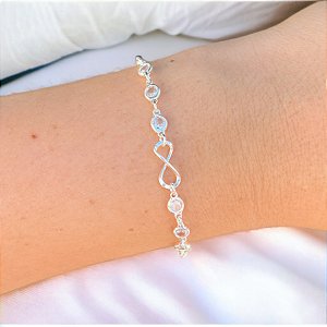 Pulseira Infinito Com Zircônias Em Prata