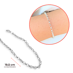 Pulseira Elos Redondos Portuguesa Em Prata 925