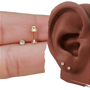 Brinco Ponto De Luz 2,5 mm Em Ouro 18k - Cristal