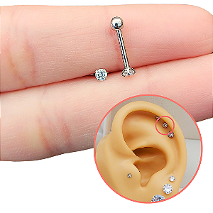 Piercing Ponto De Luz Zircônia 2,5 mm  Em Aço Cirúrgico