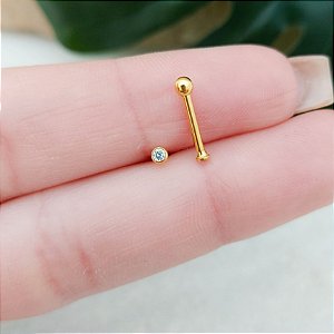 Piercing Ponto De Luz 2 mm Em Aço Cirúrgico - Banho de Ouro