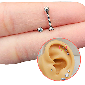Piercing Ponto De Luz 2 mm Zircônia Em Aço Cirúrgico