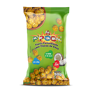 Pipoca Gourmet Caramelizada com Flocos de Coco - Caixa com 12 unidades -  50g cada