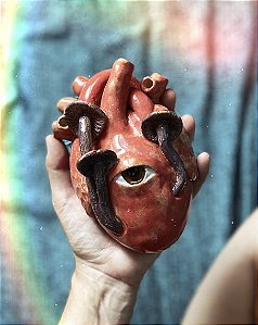 Coração com cogumelos - Peça de Parede