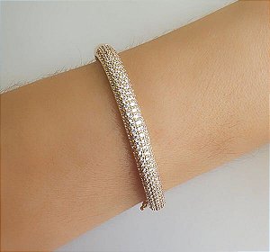 Bracelete Fechado Cravejado Zircônias Branca