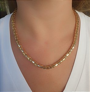 Colar Tubular Snake banhado à Ouro 18k