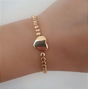 Pulseira Gravatinha Bolinhas e Coração