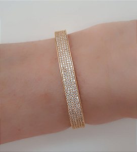 Bracelete Quadrado Cravejado Zircônias Branca