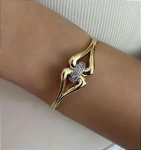 Bracelete Aberto Triangulo Com Argola Cravejada