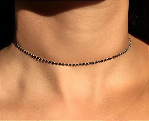 Choker Bolinhas Achatadas Rígidas